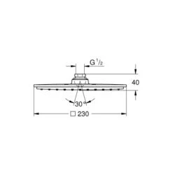 Grohe Kopfbrause Vitalio Rain Cube 230 Chrom -Grohe || Ideal Standard || Wenko Verkaufsgeschäft 0 kopfbrause masszeichnung 1