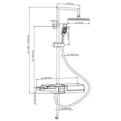 Schütte Überkopfbrause-Set Blueperl Chrome-Schwarz Mit Ablage -Grohe || Ideal Standard || Wenko Verkaufsgeschäft 2in1chromschwarz Zeichnung