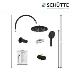 Schütte Überkopfbrause-Set Matao Rain Chrom-Schwarz Matt -Grohe || Ideal Standard || Wenko Verkaufsgeschäft 4008431606262 2759 8