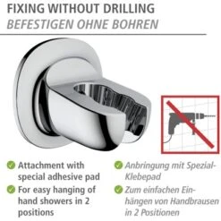 Wenko Duschkopfhalter Liberta Befestigen Ohne Bohren Chrom -Grohe || Ideal Standard || Wenko Verkaufsgeschäft 4008838354087 1068 AI 04