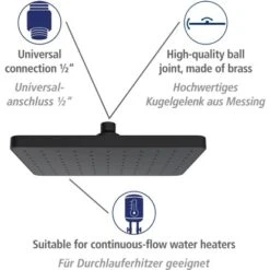 Wenko Kopfbrause ABS Kunststoff 17 X 25 Cm Schwarz 11 Wenko Kopfbrause ABS Kunststoff 17 X 25 Cm Schwarz -Grohe || Ideal Standard || Wenko Verkaufsgeschäft 4008838355442 1068 AI 01