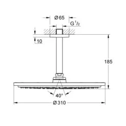 Grohe Kopfbrausenset Rainshower Cosmopolitan 310 Deckenauslass 142 Mm Chrom -Grohe || Ideal Standard || Wenko Verkaufsgeschäft 518499 4520 1687642