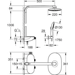 Grohe Duschsystem Rainshower System SmartControl 360 Mono Moon White -Grohe || Ideal Standard || Wenko Verkaufsgeschäft 5286034 4520 2067455 1