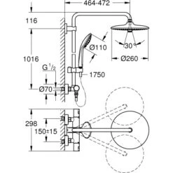 Grohe Duschsystem Vitalio Joy 260 Mit Thermostat-Brausebatterie -Grohe || Ideal Standard || Wenko Verkaufsgeschäft 60 duschsystem mazeichnung