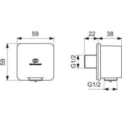 Ideal Standard Brauseschlauchanschluss Idealrain Atelier Chrom Eckig Aufputz -Grohe || Ideal Standard || Wenko Verkaufsgeschäft 887968 3049 12