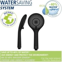 Wenko Brauseset Watersaving Schwarz -Grohe || Ideal Standard || Wenko Verkaufsgeschäft 903253 1068 05