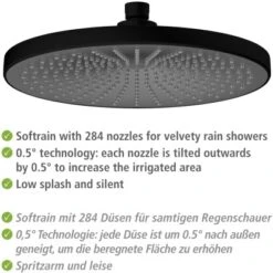 Wenko Regenduschkopf Ultimate Shower Schwarz/Grau Ø 25 Cm -Grohe || Ideal Standard || Wenko Verkaufsgeschäft 903630 1068 04