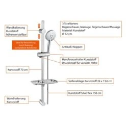 Eisl Stangenbrause-Set Rimini Chrom Mit Ablage -Grohe || Ideal Standard || Wenko Verkaufsgeschäft ngenbrausesetriminichrom 6