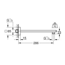 Grohe Brausearm Rainshower Eckig 286 Mm Chrom -Grohe || Ideal Standard || Wenko Verkaufsgeschäft ower brausearm mazeichnung 1