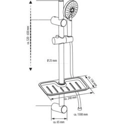 Eisl Stangenbrause-Set Rimini Chrom Mit Ablage -Grohe || Ideal Standard || Wenko Verkaufsgeschäft sesetriminichrom Zeichnung